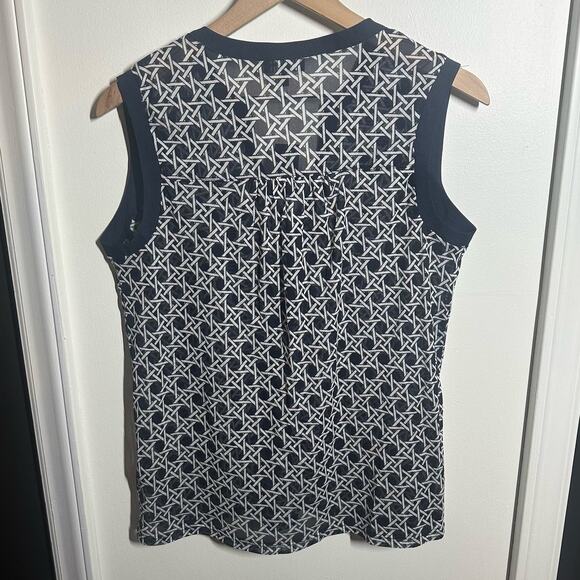 NEW The Limited Navy Blue White Sheer Printed Tank Top Size Medium - Picture 6 of 8